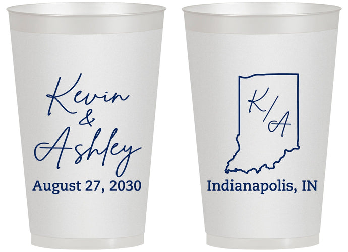 Personalized Wedding 14 oz Frosted Cups - Indiana | 113