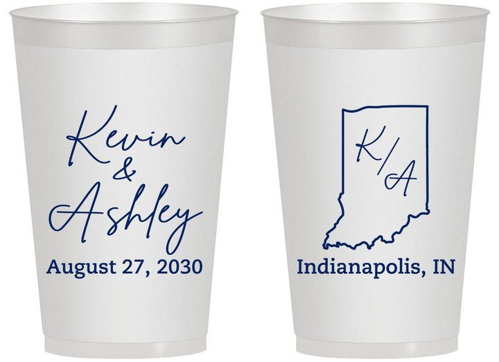 Personalized Wedding 14 oz Frosted Cups - Indiana | 113