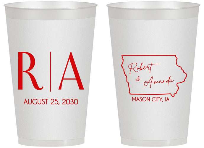 Personalized Wedding 14 oz Frosted Cups - Iowa | 114