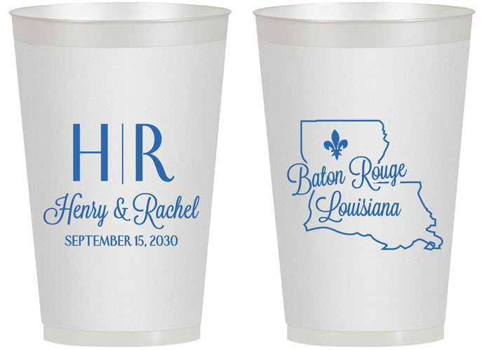 Personalized Wedding 14 oz Frosted Cups - Louisiana | 117