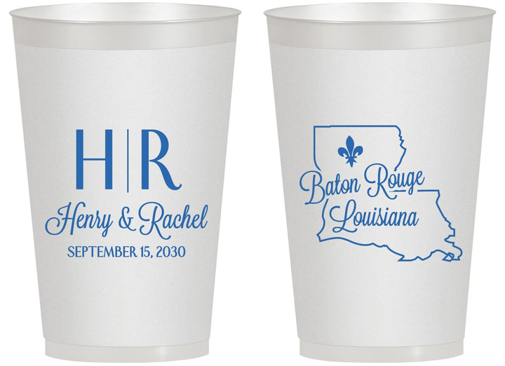 Personalized Wedding 14 oz Frosted Cups - Louisiana | 117