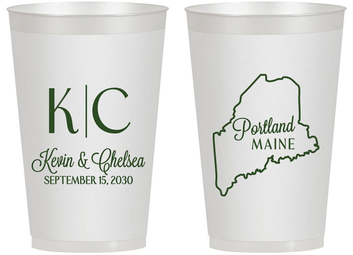 Personalized Wedding 14 oz Frosted Cups - Maine | 118