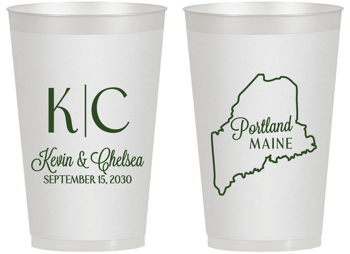 Personalized Wedding 14 oz Frosted Cups - Maine | 118