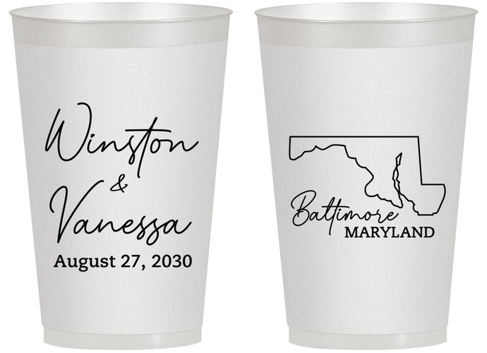 Personalized Wedding 14 oz Frosted Cups - Maryland | 119