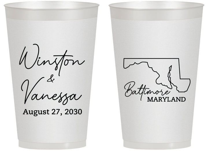 Personalized Wedding 14 oz Frosted Cups - Maryland | 119