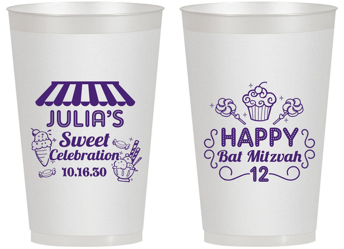 Personalized Bat Mitzvah 14 oz Frosted Cups - 12th Birthday Cupcake | 120010
