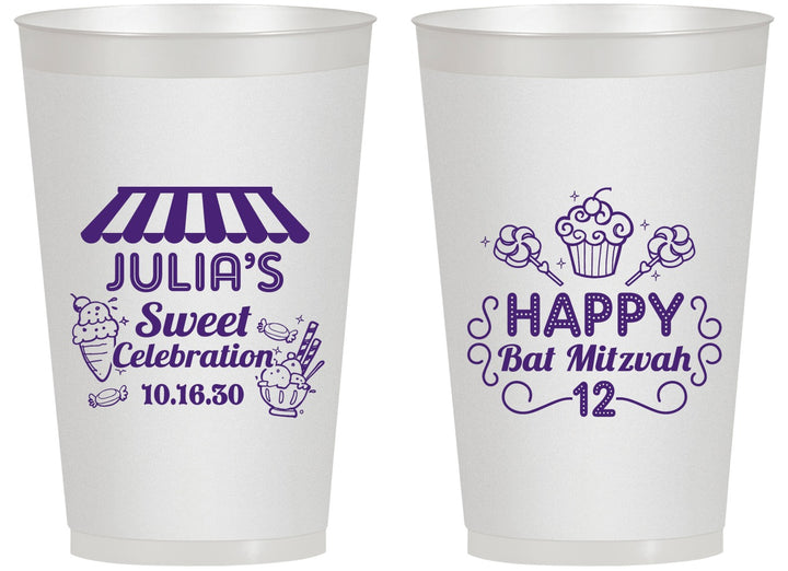 Personalized Bat Mitzvah 14 oz Frosted Cups - 12th Birthday Cupcake | 120010