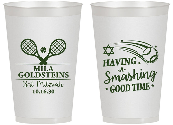 Personalized Bat Mitzvah 14 oz Frosted Cups - 12th Birthday Tennis | 120018