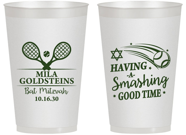 Personalized Bat Mitzvah 14 oz Frosted Cups - 12th Birthday Tennis | 120018