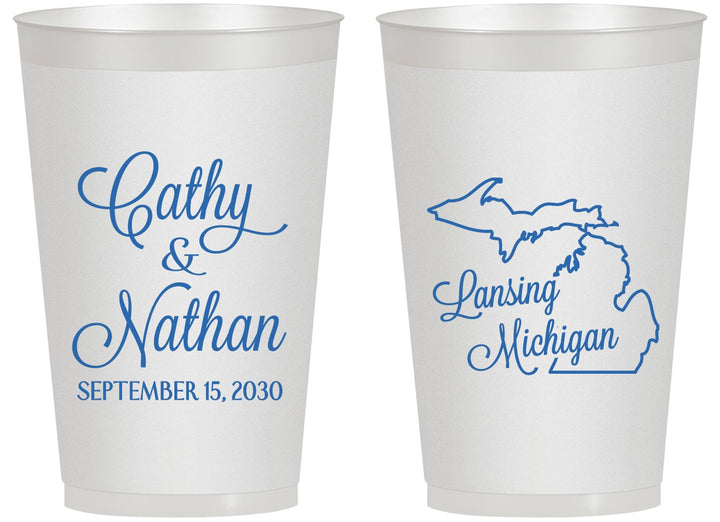 Personalized Wedding 14 oz Frosted Cups - Michigan | 121
