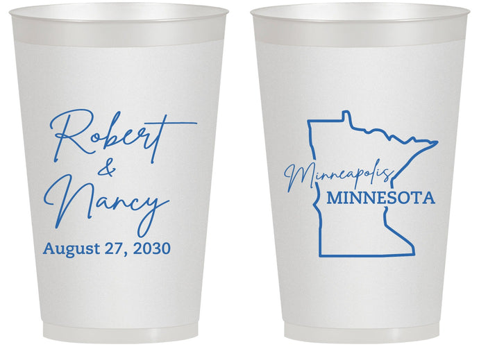 Personalized Wedding 14 oz Frosted Cups - Minnesota | 122