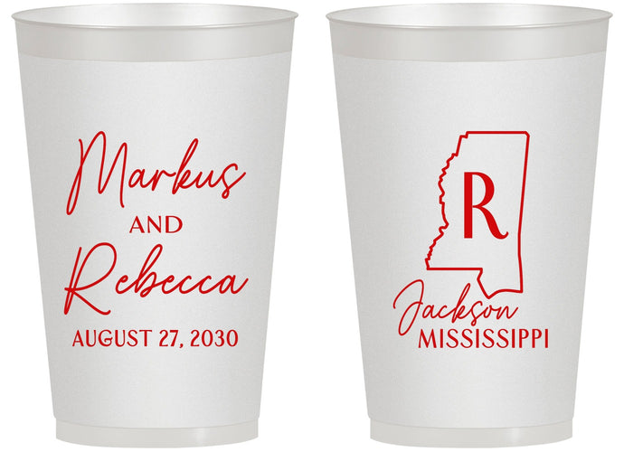 Personalized Wedding 14 oz Frosted Cups - Mississippi | 123
