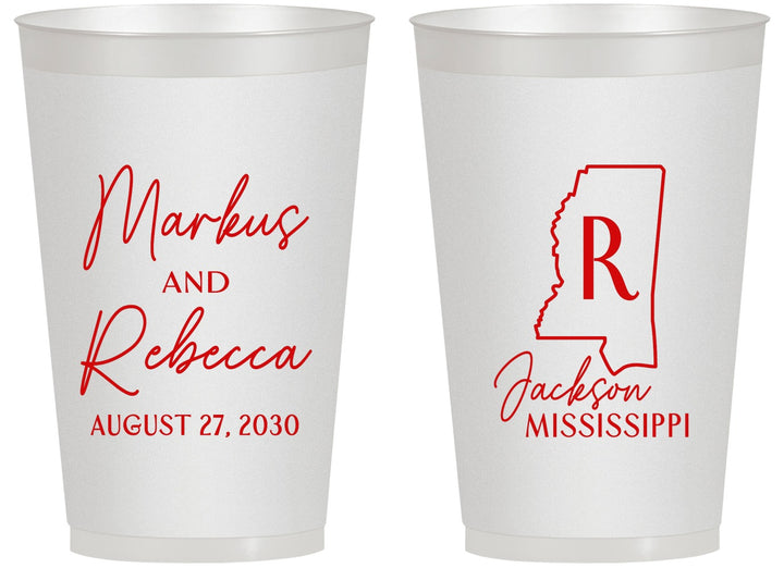 Personalized Wedding 14 oz Frosted Cups - Mississippi | 123