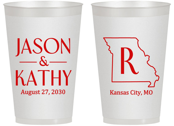 Personalized Wedding 14 oz Frosted Cups - Missouri | 124