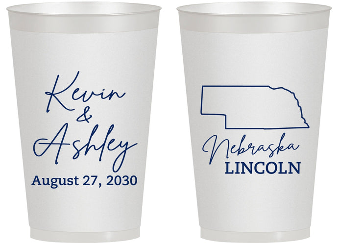 Personalized Wedding 14 oz Frosted Cups - Nebraska | 126
