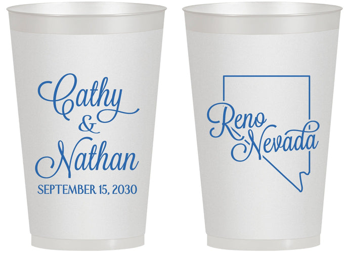 Personalized Wedding 14 oz Frosted Cups - Nevada | 127