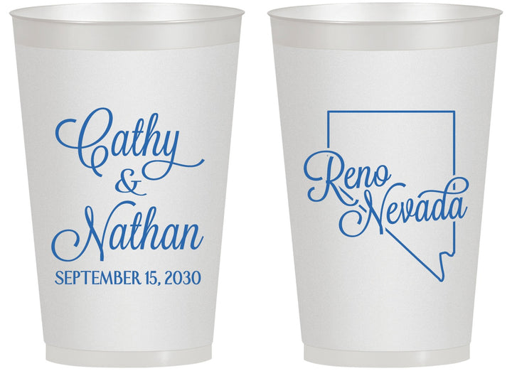 Personalized Wedding 14 oz Frosted Cups - Nevada | 127