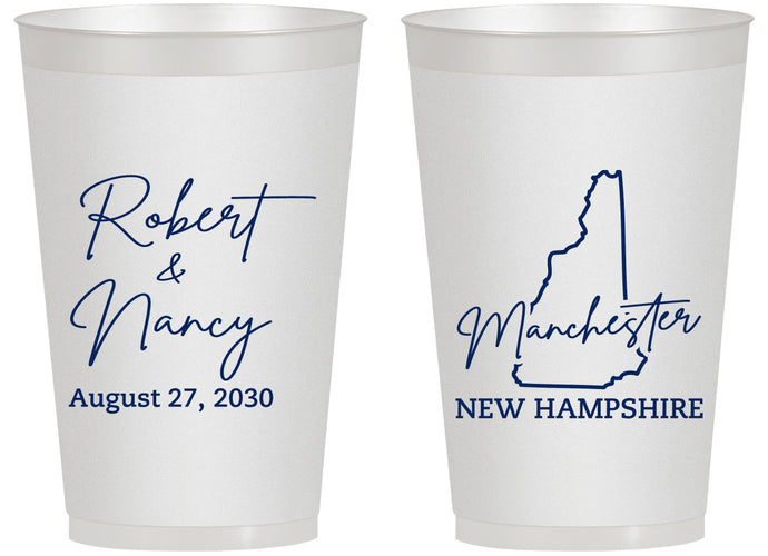 Personalized Wedding 14 oz Frosted Cups - New Hampshire | 128