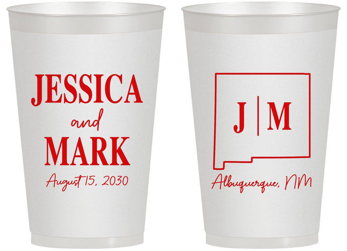 Personalized Wedding 14 oz Frosted Cups - New Mexico | 130