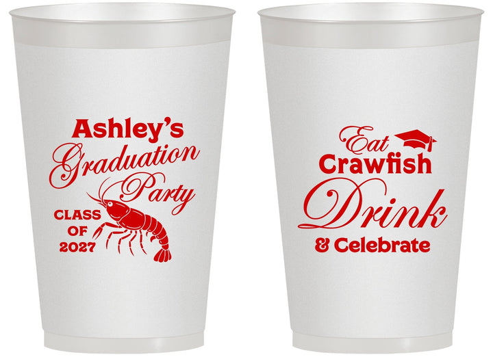 Personalized Graduation 14 oz Frosted Cups - Class Of 2027 Crawfish Boil | 130000