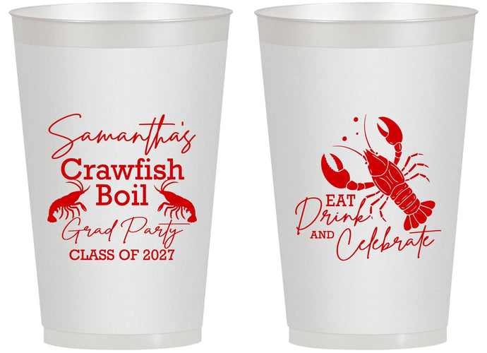 Personalized Graduation 14 oz Frosted Cups - Class Of 2027 Crawfish Boil | 130002