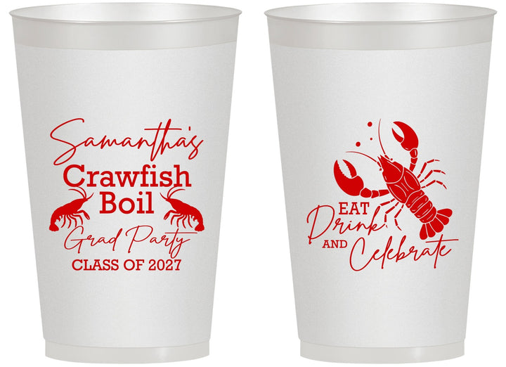 Personalized Graduation 14 oz Frosted Cups - Class Of 2027 Crawfish Boil | 130002