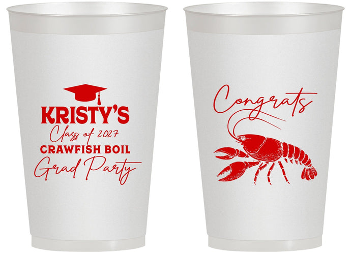 Personalized Graduation 14 oz Frosted Cups - Class Of 2027 Crawfish Boil | 130003