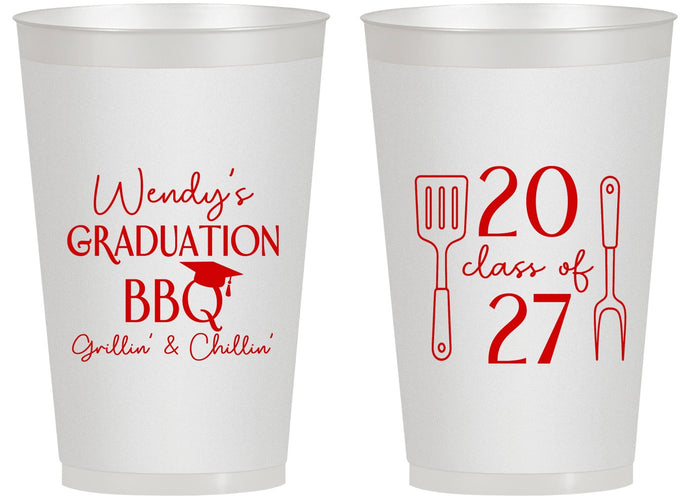 Personalized Graduation 14 oz Frosted Cups - Class Of 2027 Bbq | 130008