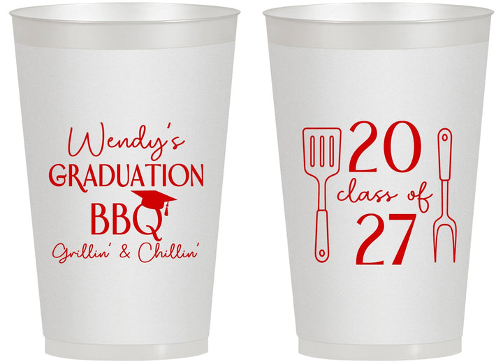 Personalized Graduation 14 oz Frosted Cups - Class Of 2027 Bbq | 130008