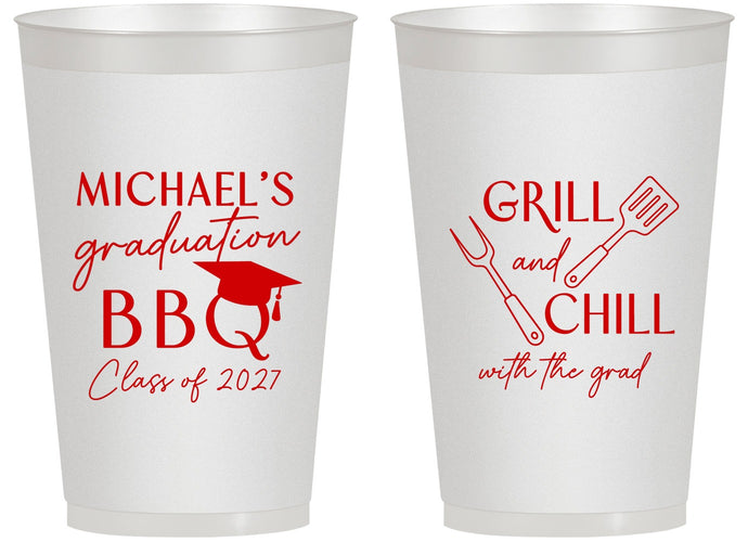 Personalized Graduation 14 oz Frosted Cups - Class Of 2027 Bbq | 130009