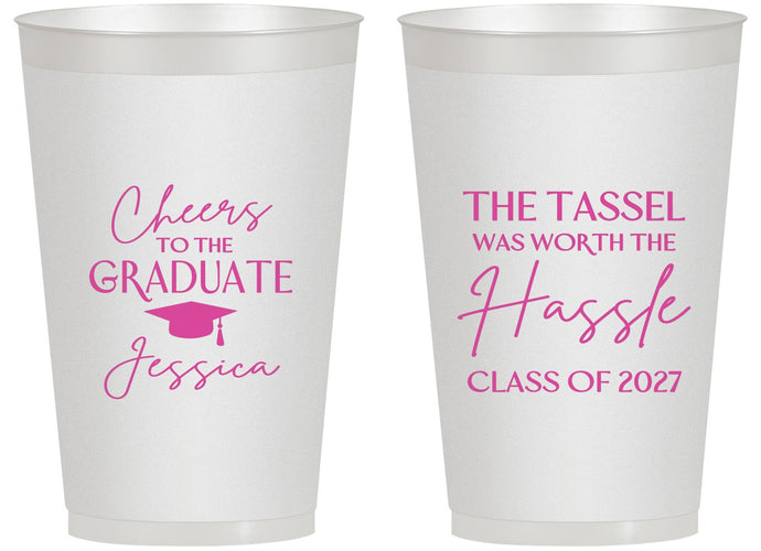 Personalized Graduation 14 oz Frosted Cups - Class Of 2027 Tassel Hassel | 130010
