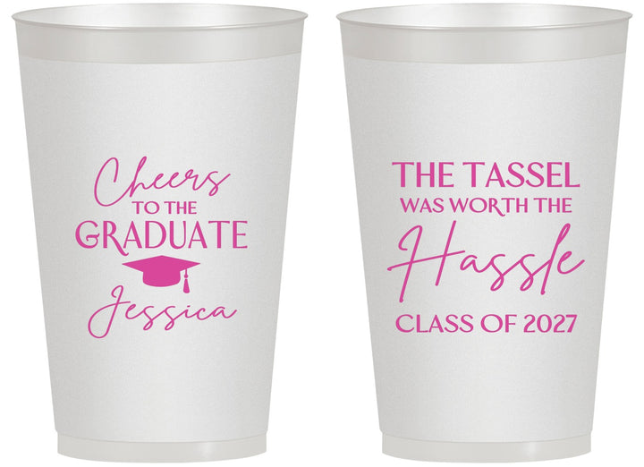 Personalized Graduation 14 oz Frosted Cups - Class Of 2027 Tassel Hassel | 130010