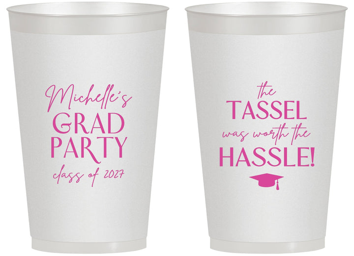 Personalized Graduation 14 oz Frosted Cups - Class Of 2027 Tassel Hassel | 130011