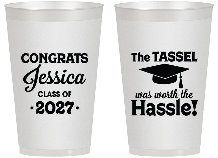 Personalized Graduation 14 oz Frosted Cups - Class Of 2027 Tassel Hassel | 130012