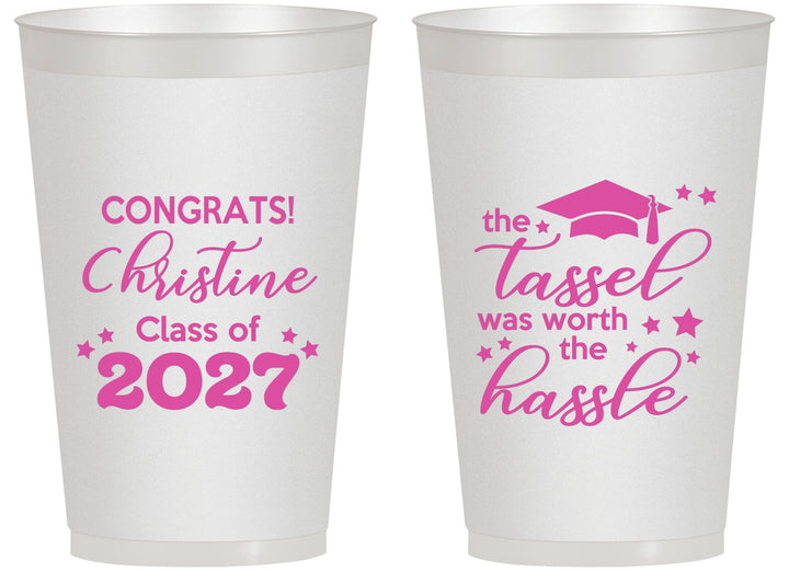 Personalized Graduation 14 oz Frosted Cups - Class Of 2027 Tassel Hassel | 130013