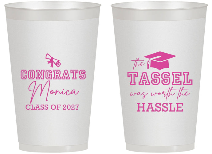 Personalized Graduation 14 oz Frosted Cups - Class Of 2027 Tassel Hassel | 130014