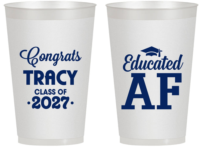 Personalized Graduation 14 oz Frosted Cups - Class Of 2027 Educated Af | 130015