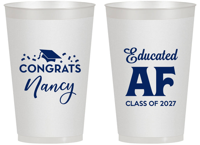 Personalized Graduation 14 oz Frosted Cups - Class Of 2027 Educated Af | 130016