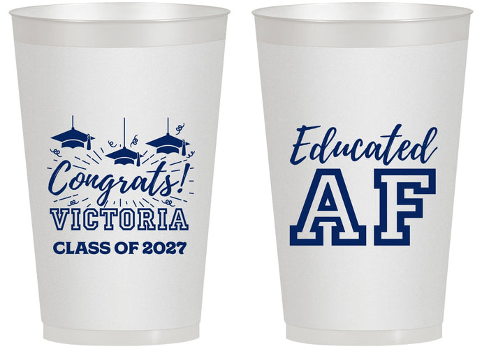 Personalized Graduation 14 oz Frosted Cups - Class Of 2027 Educated Af | 130017