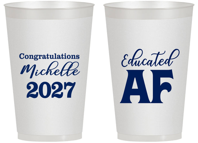Personalized Graduation 14 oz Frosted Cups - Class Of 2027 Educated Af | 130018