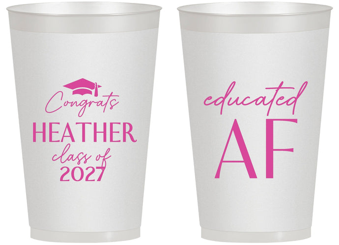 Personalized Graduation 14 oz Frosted Cups - Class Of 2027 Educated Af | 130019