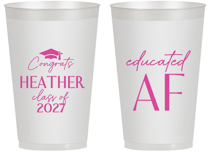 Personalized Graduation 14 oz Frosted Cups - Class Of 2027 Educated Af | 130019
