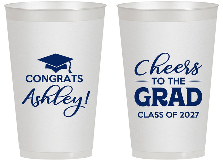 Personalized Graduation 14 oz Frosted Cups - Class Of 2027 Cheers Grad | 130020