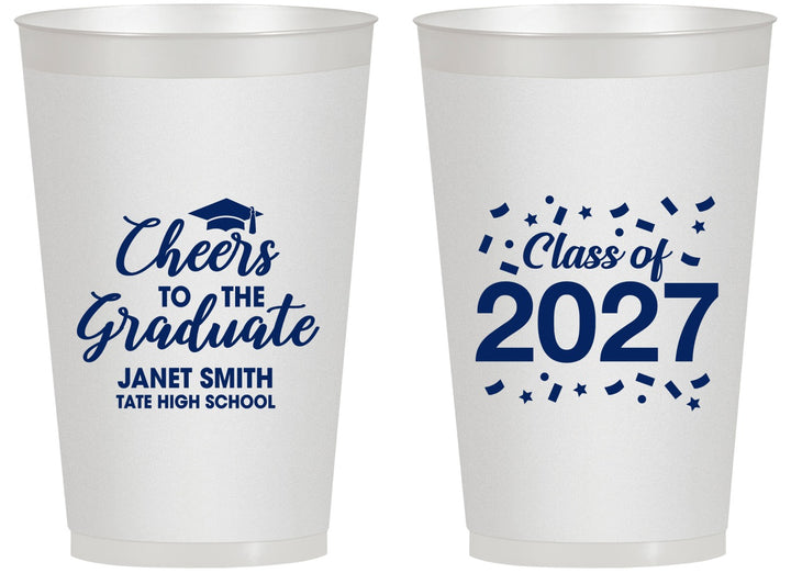 Personalized Graduation 14 oz Frosted Cups - Class Of 2027 Cheers Graduate | 130021