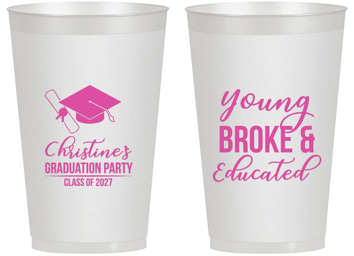 Personalized Graduation 14 oz Frosted Cups - Class Of 2027 Young Broke | 130026