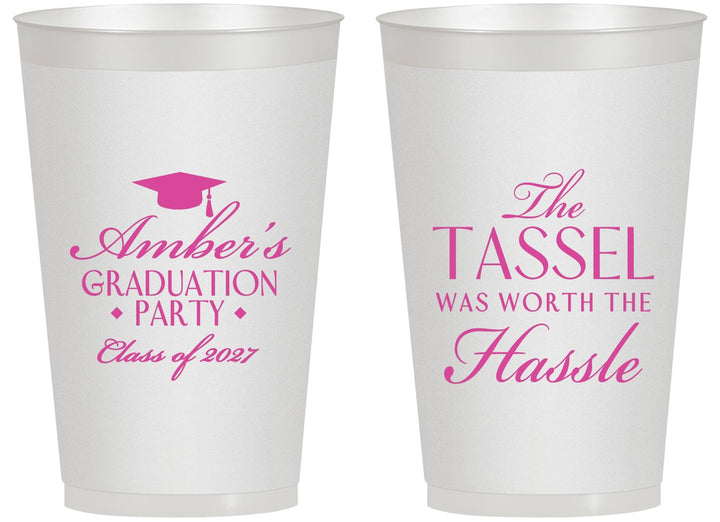 Personalized Graduation 14 oz Frosted Cups - Class Of 2027 Tassel Hassel | 130030