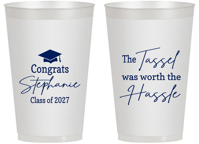 Personalized Graduation 14 oz Frosted Cups - Class Of 2027 Tassel Hassel | 130031