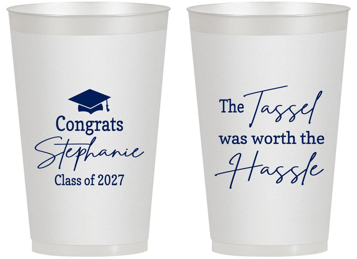 Personalized Graduation 14 oz Frosted Cups - Class Of 2027 Tassel Hassel | 130031