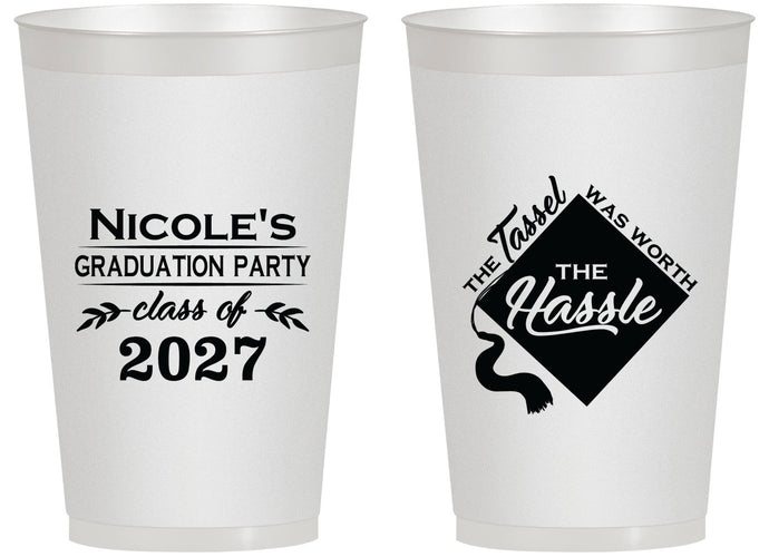 Personalized Graduation 14 oz Frosted Cups - Class Of 2027 Tassel Hassel | 130032