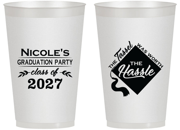 Personalized Graduation 14 oz Frosted Cups - Class Of 2027 Tassel Hassel | 130032